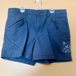 Gitano Navy Shorts with Embroidered Flowers